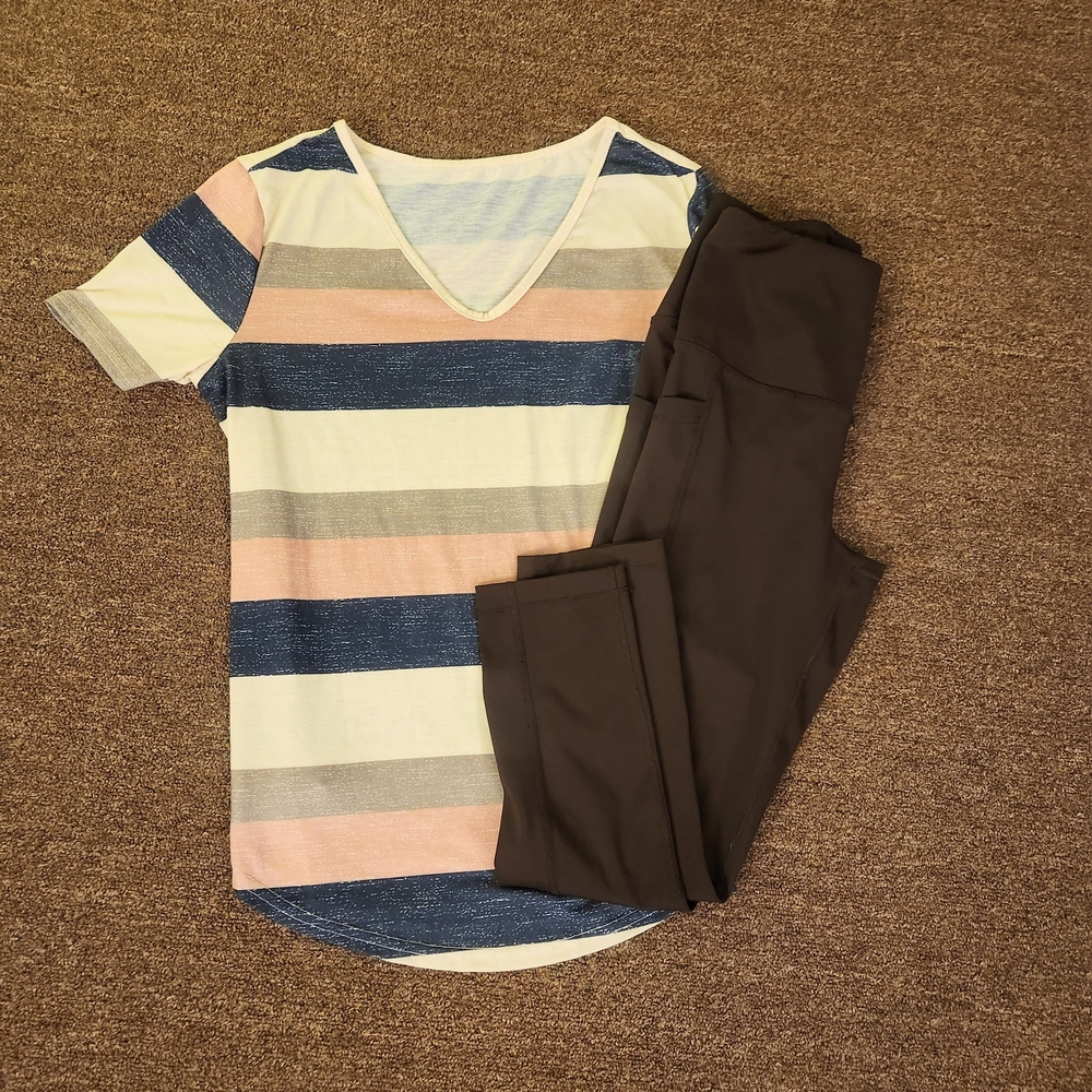 90 Degree By Reflex Cropped Brown Leggings